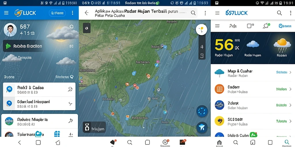 Antarmuka aplikasi 567LUCK menampilkan radar hujan dengan jelas.
