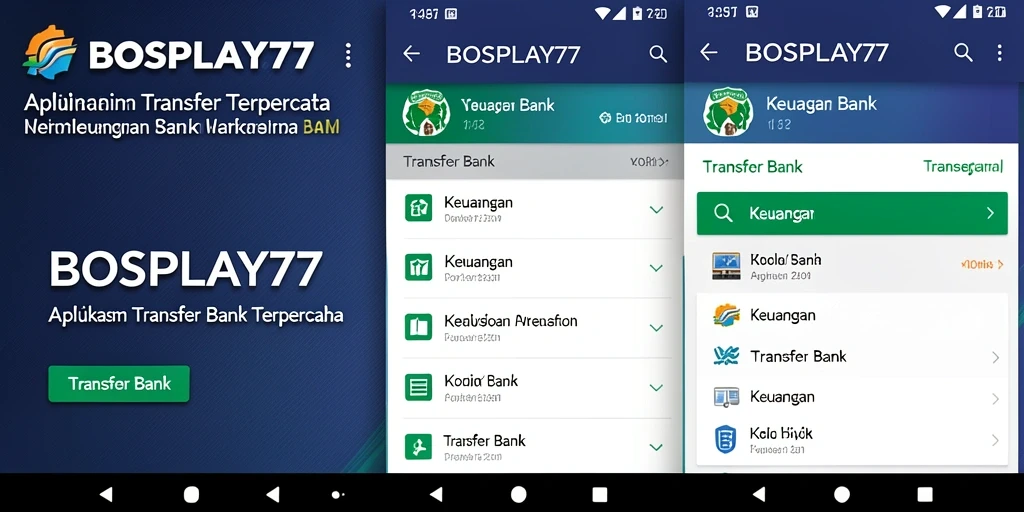 Tampilan antarmuka aplikasi BOSPLAY77 untuk transfer bank yang efisien.