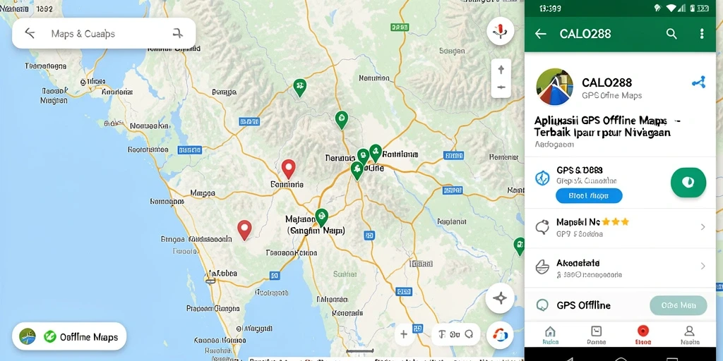 Tampilan antarmuka CALO288 untuk navigasi GPS Offline Maps.