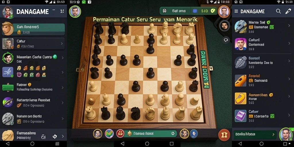 Tampilan antarmuka DANAGAME yang menarik dan fungsional untuk permainan catur.