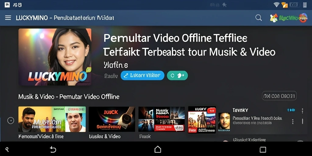Antarmuka LUCKYMINO untuk pemutar video offline yang menarik.