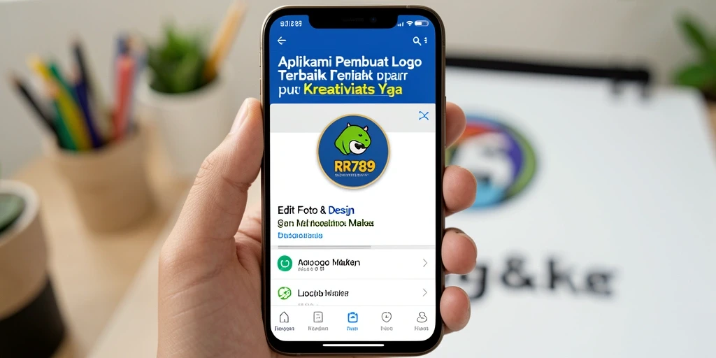 Tampilan antarmuka RR789 yang intuitif untuk pembuatan logo.